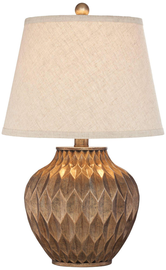 360 Lighting Buckhead Traditional Style Small Accent Table Lamps 22" High Set of 2 Warm Bronze Geometric Urn Tapered Drum Shade for Living Room Bedroom House Bedside Nightstand Home Office