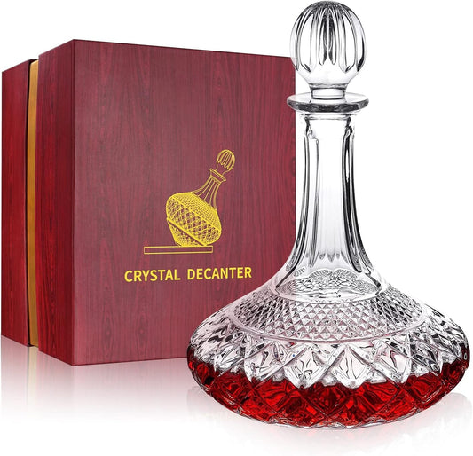 50oz Wine Decanter Crystal Bottle for Wine with Stopper- Top Red Wine Decanter Carafe Bottle with Luxury Box .Elegant Gift for Men/Women