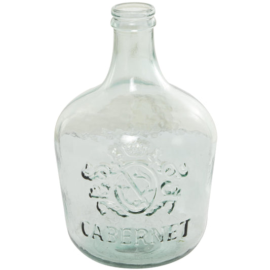 Deco 79 Recycled Glass Decorative Vase Spanish Bottle Centerpiece Vase with Bubble Texture, Flower Vase for Home Decoration 10" x 10" x 17", Blue