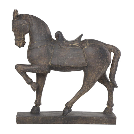 Deco 79 Polystone Horse Decorative Sculpture Home Decor Statue, Accent Figurine 9" x 3" x 9", Brown