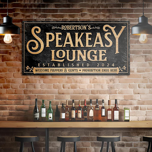 Tailored Canvases: Speakeasy Lounge Sign - Vintage Bar Sign Decor, Unique Speakeasy Decorations for Home Bar, Stylish Bar Signs for Home Bar Wall, Ideal Addition to Your Bar Decor, Enhances Ambiance