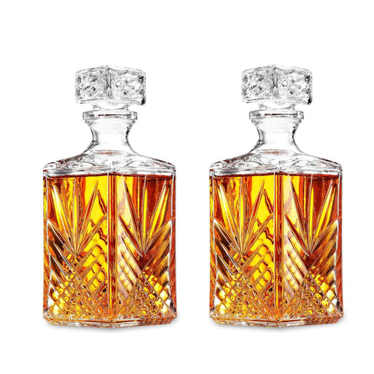 Bormioli Rocco Selecta Collection Whiskey Decanter – Sophisticated 33.75oz Diamond Decanter With Starburst Detailing – For Whiskey, Bourbon, Scotch & Liquor