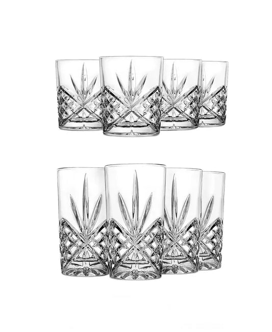 Dublin Double Old-Fashioned and Highball Glasses, Set of 8